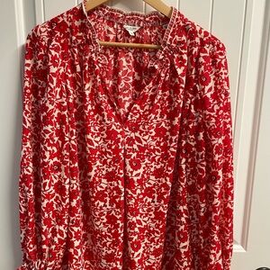 Max Studio London Floral Red Women's Top